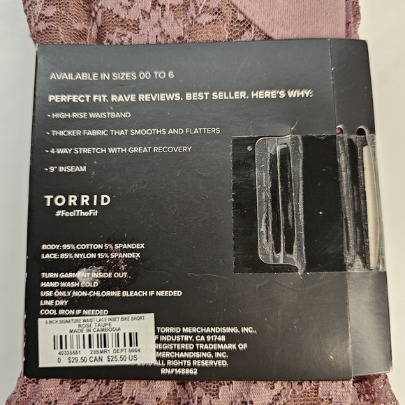Torrid 9" Signature Waist Lace Inset Bike Short Rose Taupe Size 0 - Picture 4 of 4